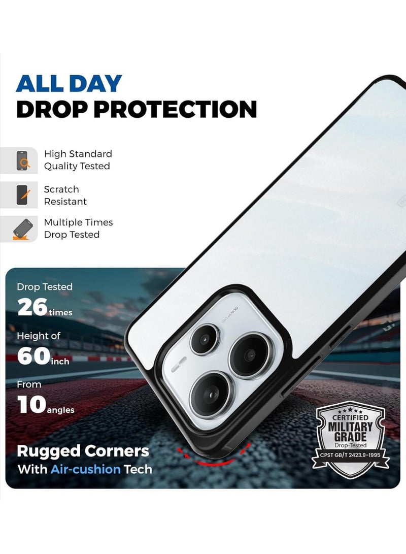 جراب شفاف لهاتف Xiaomi Redmi Note 14، ظهر صلب شفاف من البولي كربونات وممتص للصدمات من البولي يوريثين الحراري الناعم [لا يصفر] جراب حماية رفيع مضاد للصدمات لهاتف Xiaomi Redmi Note 14 - Image 4